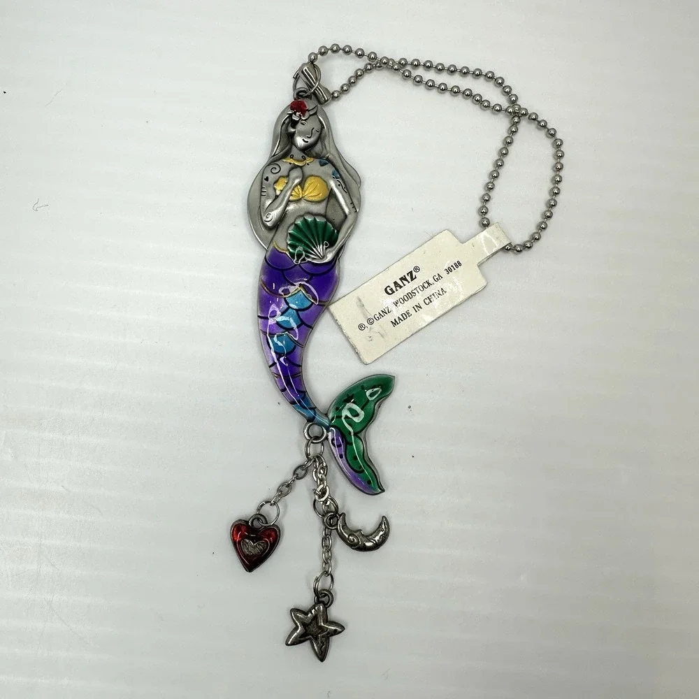 Ganz Mermaid Keychain Metal Enamel Purple Tail Charm Beach Ocean Theme
